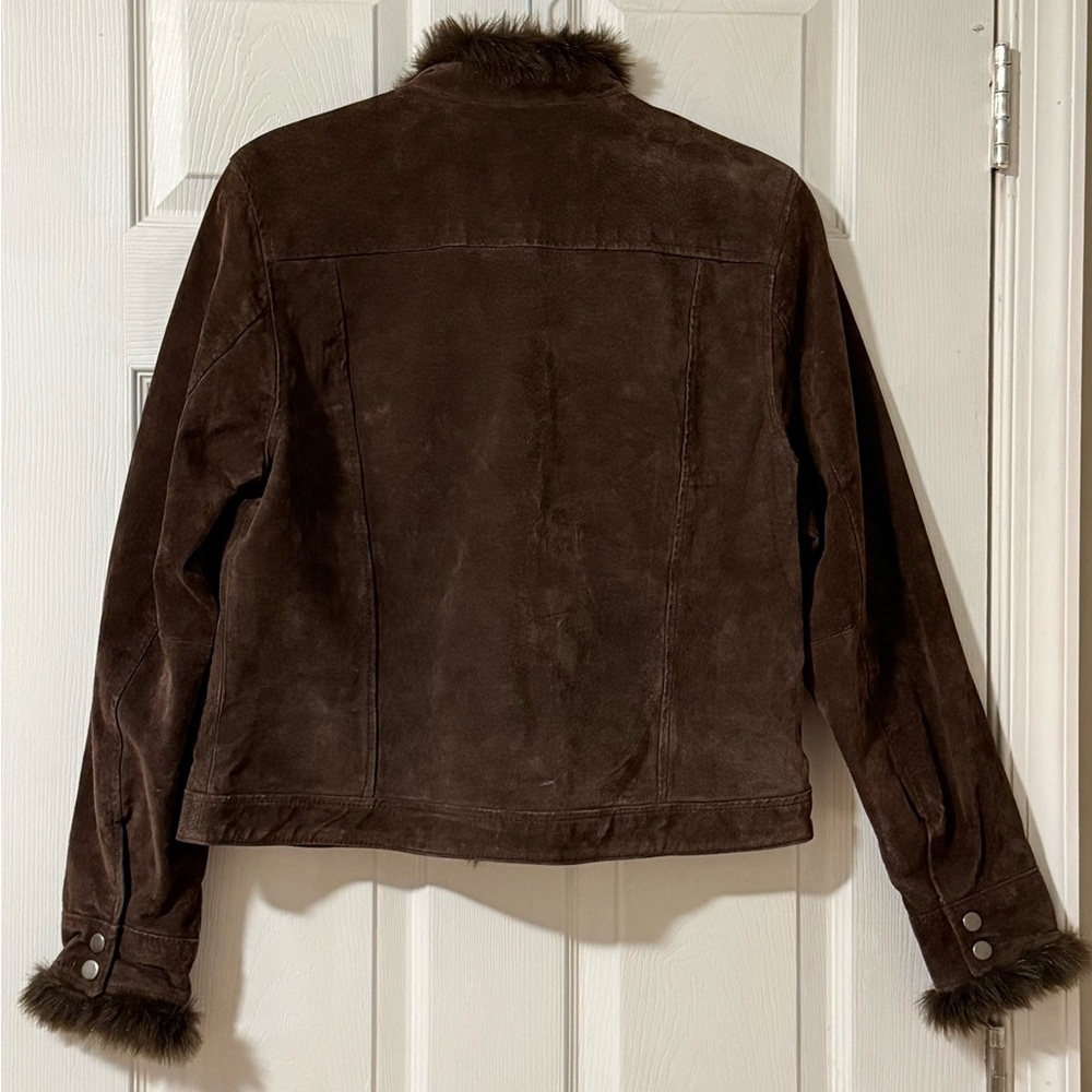 Coldwater Creek Brown Jacket with Faux Fur - Picture 2 of 3